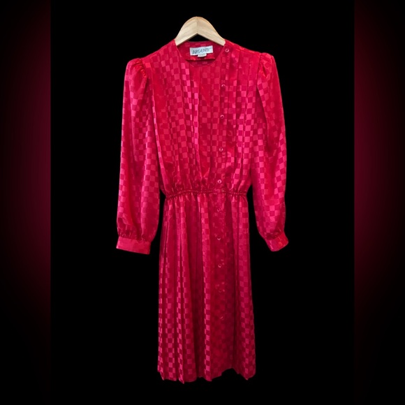 Vintage Argenti Dress Red Checkered Pattern Size 10 - Picture 2 of 6